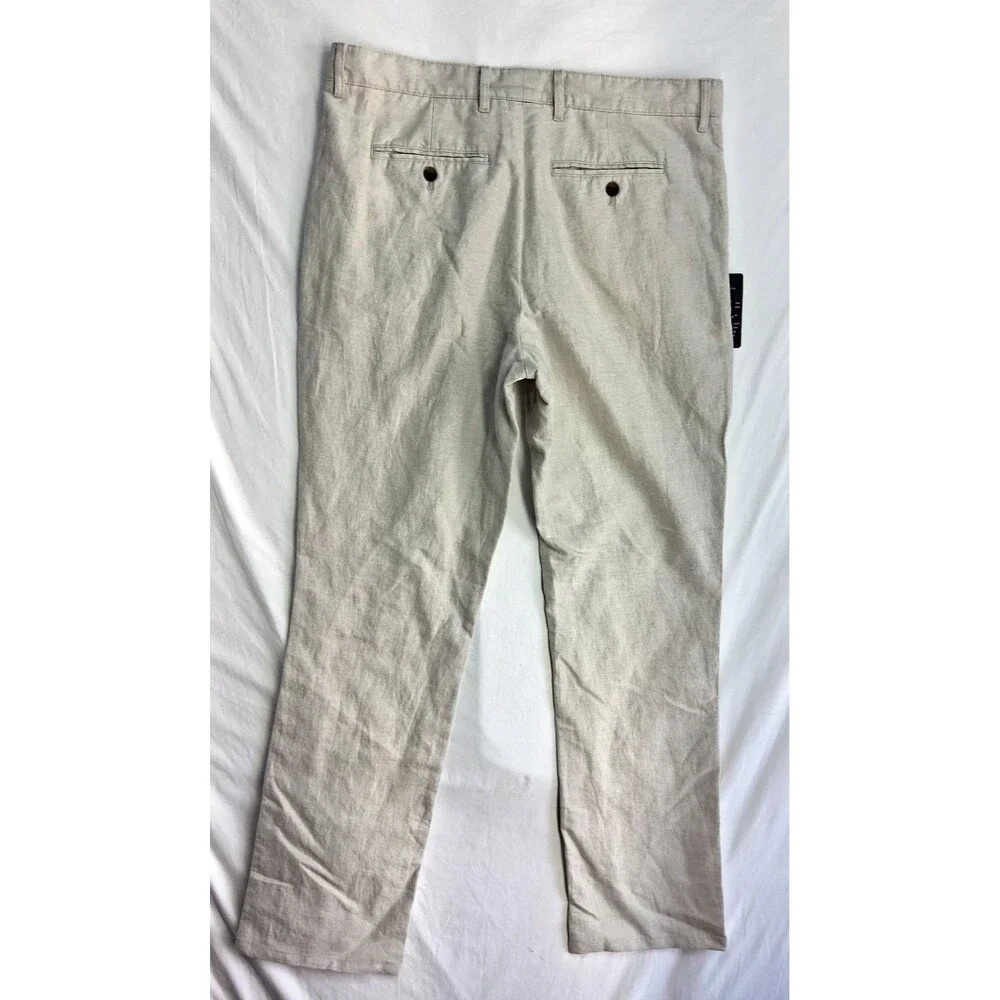 New Brook Taverner Caine Classic Fit Linen Pants Men 36L Tan Chinos Preppy NWT
